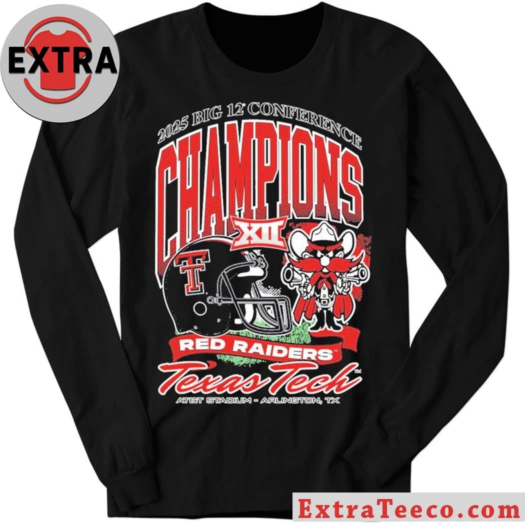 Texas Tech Red Raiders Black 2025 Big 12 Football Champions At&amp;t Stadium Arlington Tx Shirt