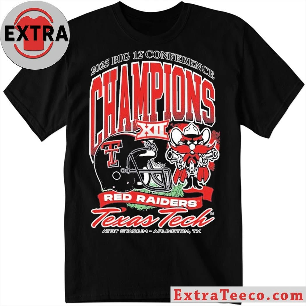 Texas Tech Red Raiders Black 2025 Big 12 Football Champions At&amp;t Stadium Arlington Tx Shirt