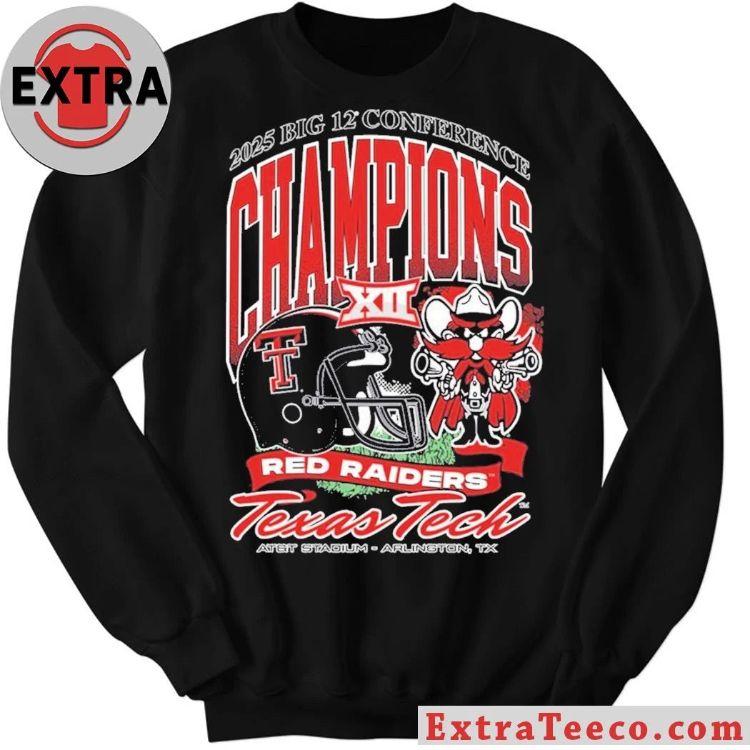 Texas Tech Red Raiders Black 2025 Big 12 Football Champions At&amp;t Stadium Arlington Tx Shirt