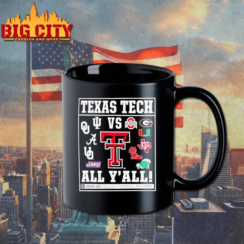 Texas Tech Red Raiders vs all y’all 2025-2026 CFP Framed 12 Team Shirt