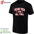 Texas Tech Red Raiders vs all y’all bold text graphic shirt
