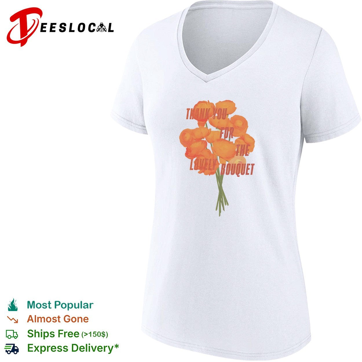 Thank you for the lovely bouquet orange flower shirt