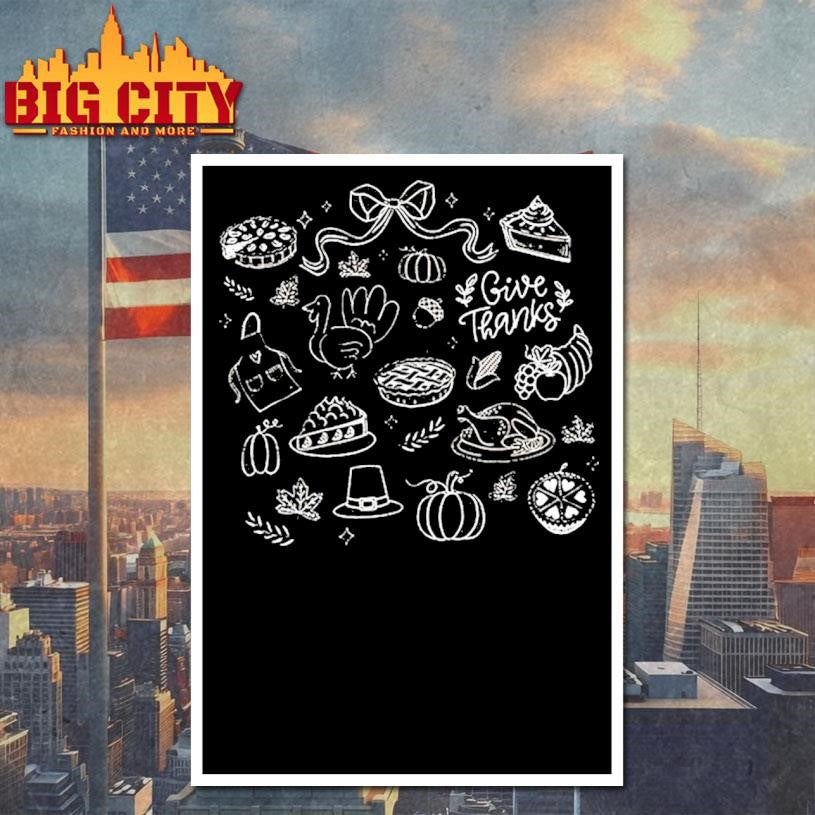 Thanksgiving Doodle Give Thanks Pumpkin Pie Fall Thankful shirt