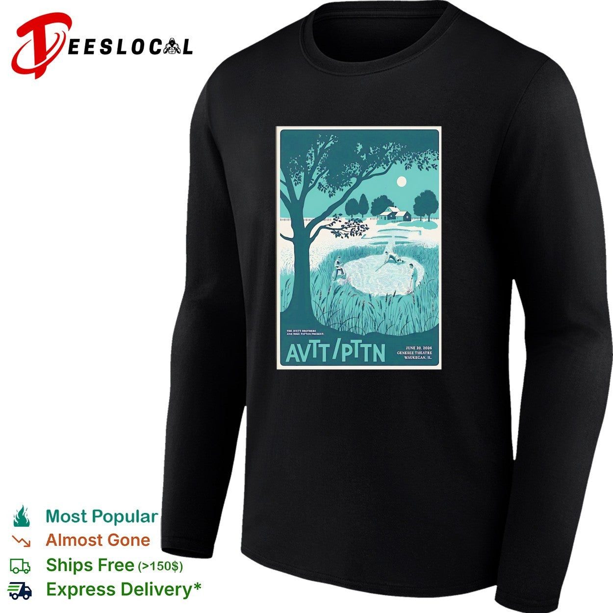 The Avett Brothers and Mike Patton AVTT PTTN teal poster shirt