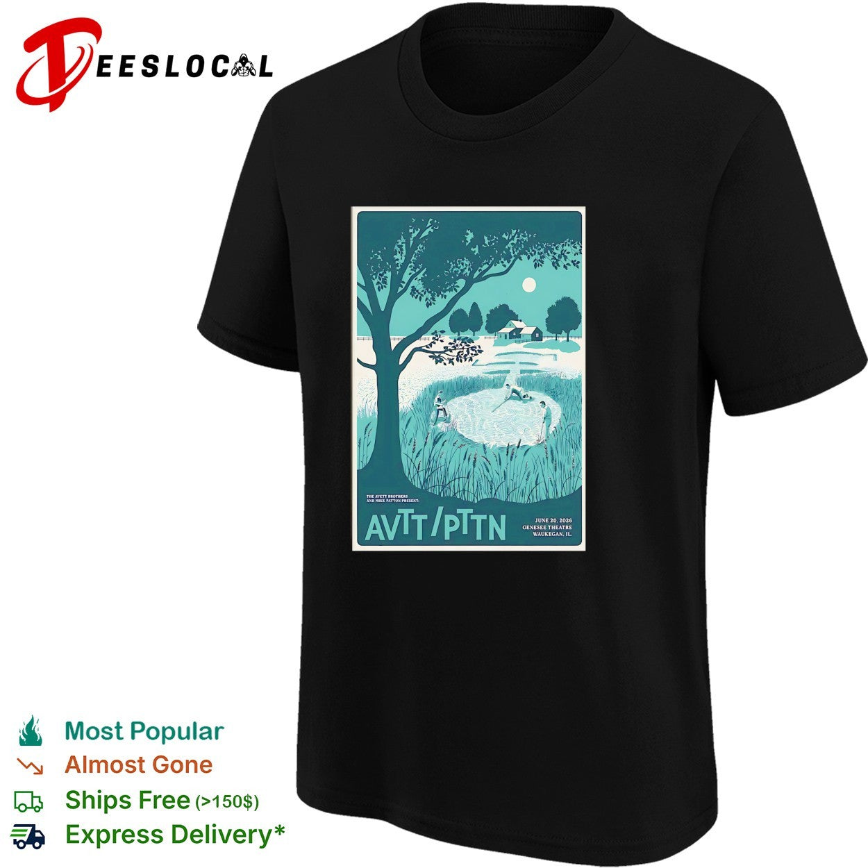 The Avett Brothers and Mike Patton AVTT PTTN teal poster shirt