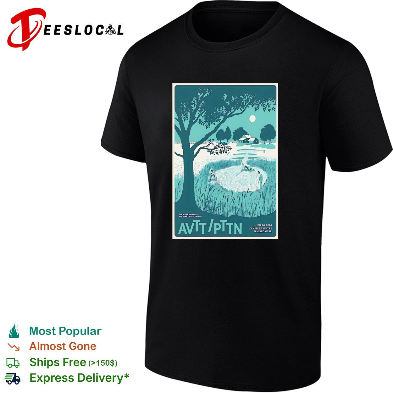 The Avett Brothers and Mike Patton AVTT PTTN teal poster shirt