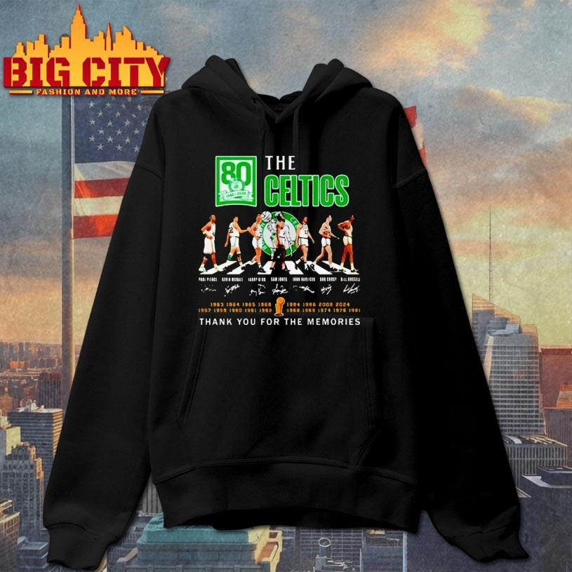 The Boston Celtics 80th Anniversary 1946 2026 Players Abbey Road Signatures Thank You For The Memories Shirt