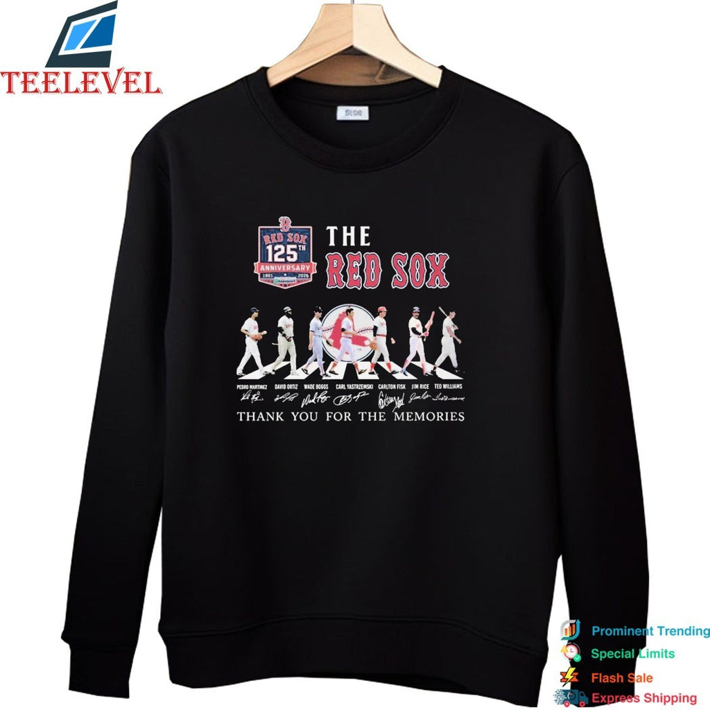 The Boston Red Sox 125th Anniversary Thank You For The Memories Road Abbey Signatures T-shirts