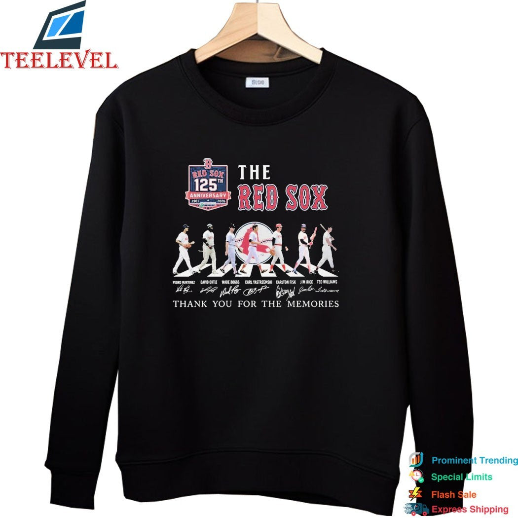 The Boston Red Sox 125th Anniversary Thank You For The Memories Road Abbey Signatures T-shirts