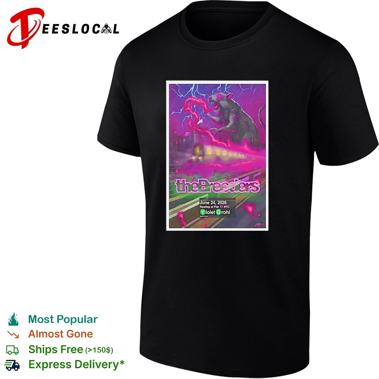 The Breeders June 24 2026 Pier 17 concert shirt