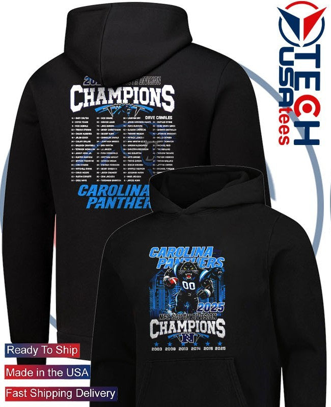 The Carolina Panthers 2025 NFC North Division Champions skyline mascot shirt