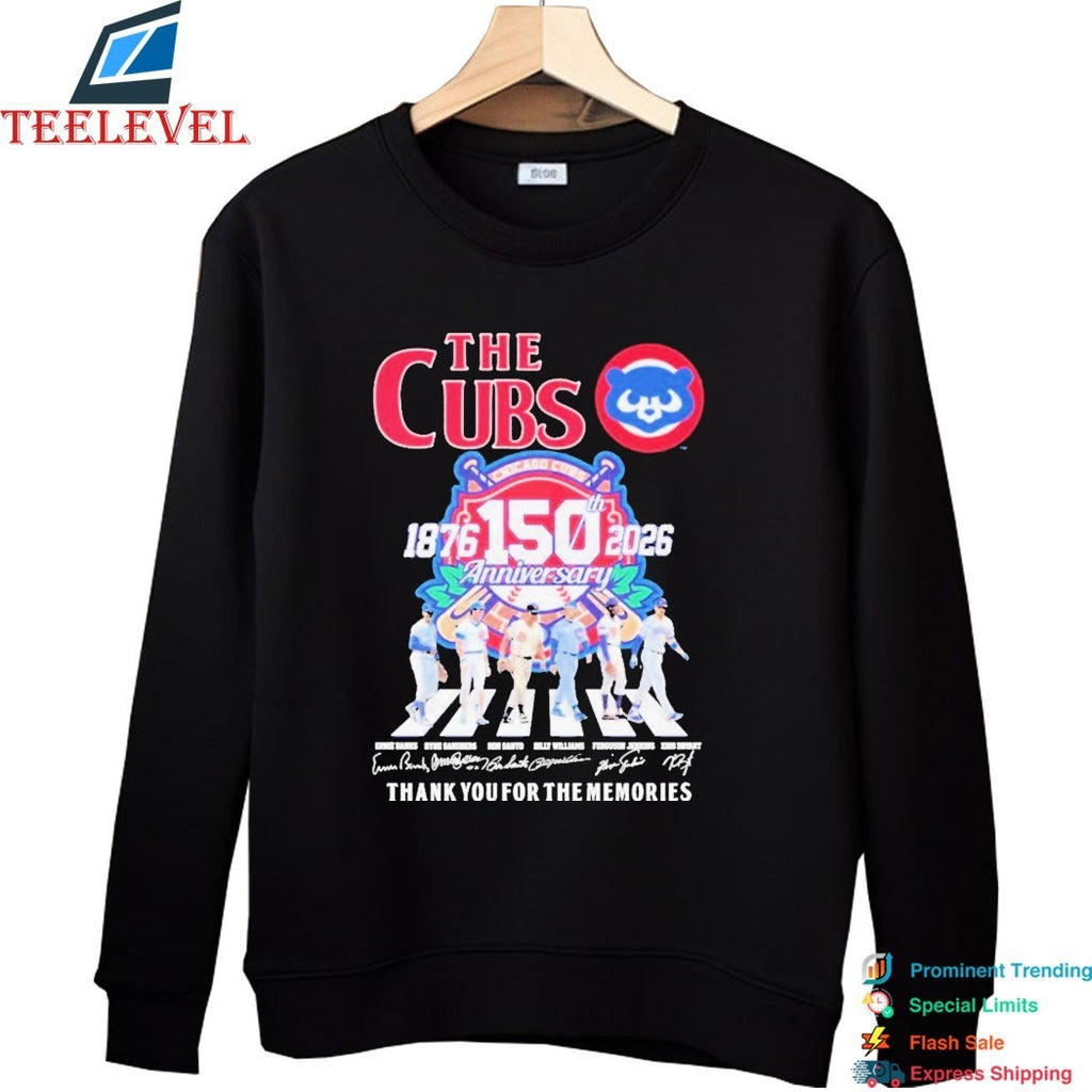 The Chicago Cubs 1876 2026 150th Anniversary Thank You For The Memories Road Abbey Signatures T-Shirts
