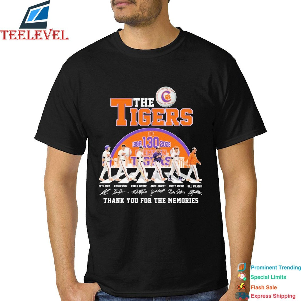 The Clemson Tigers 130th Anniversary 1896-2026 Thank You For The Memories Road Abbey Signatures T-shirts