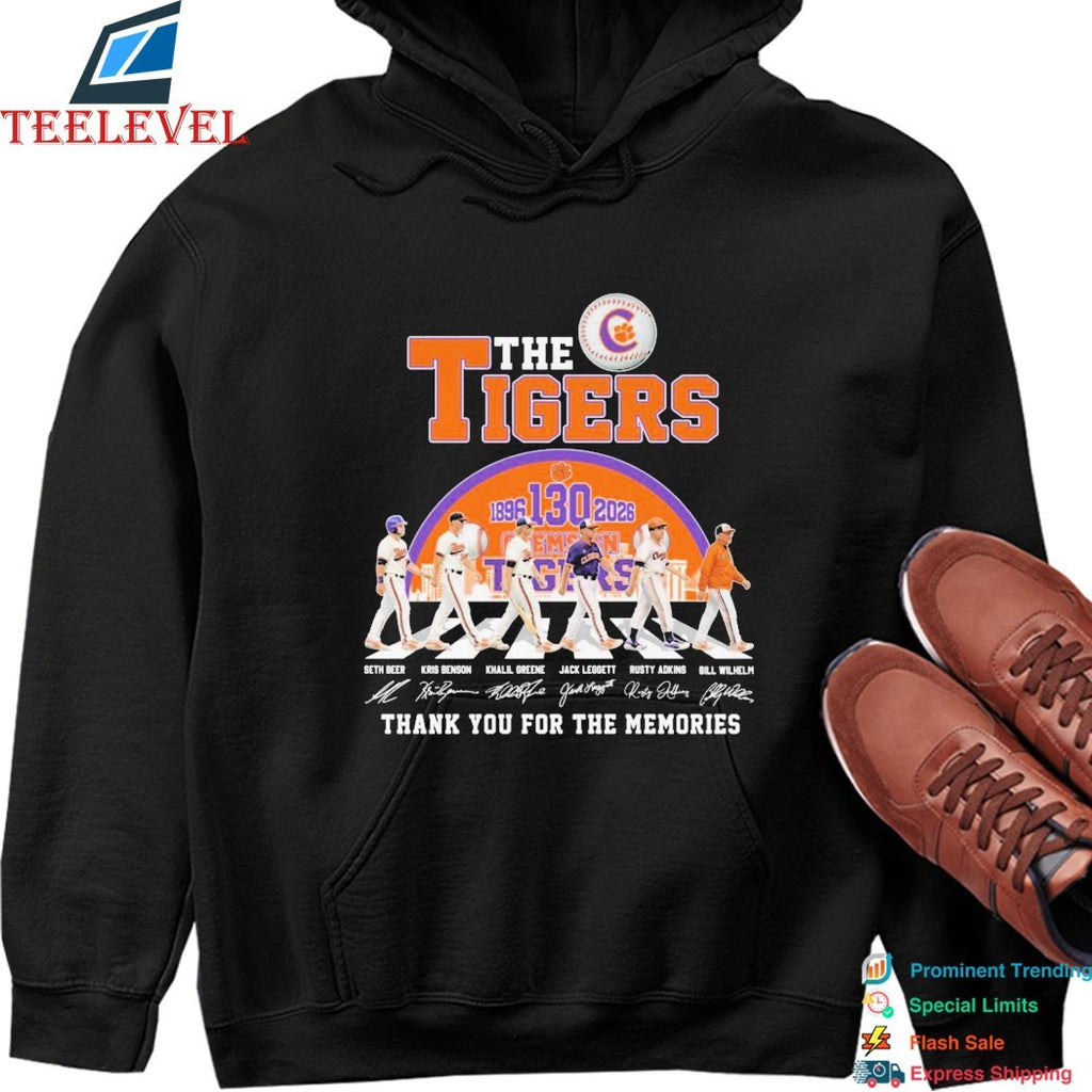 The Clemson Tigers 130th Anniversary 1896-2026 Thank You For The Memories Road Abbey Signatures T-shirts
