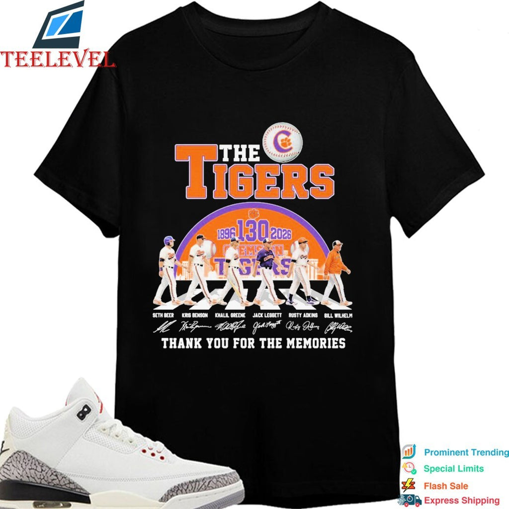 The Clemson Tigers 130th Anniversary 1896-2026 Thank You For The Memories Road Abbey Signatures T-shirts