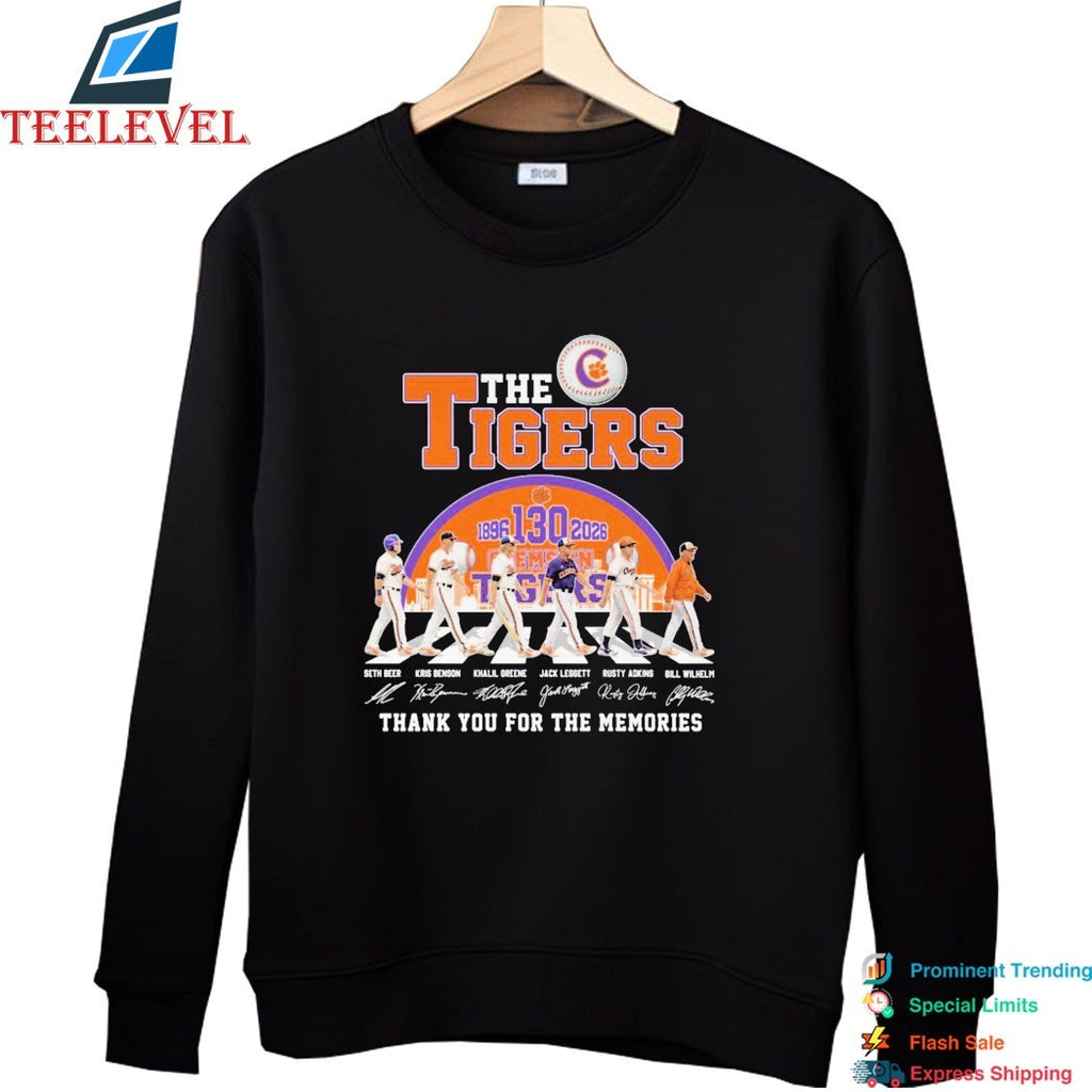 The Clemson Tigers 130th Anniversary 1896-2026 Thank You For The Memories Road Abbey Signatures T-shirts