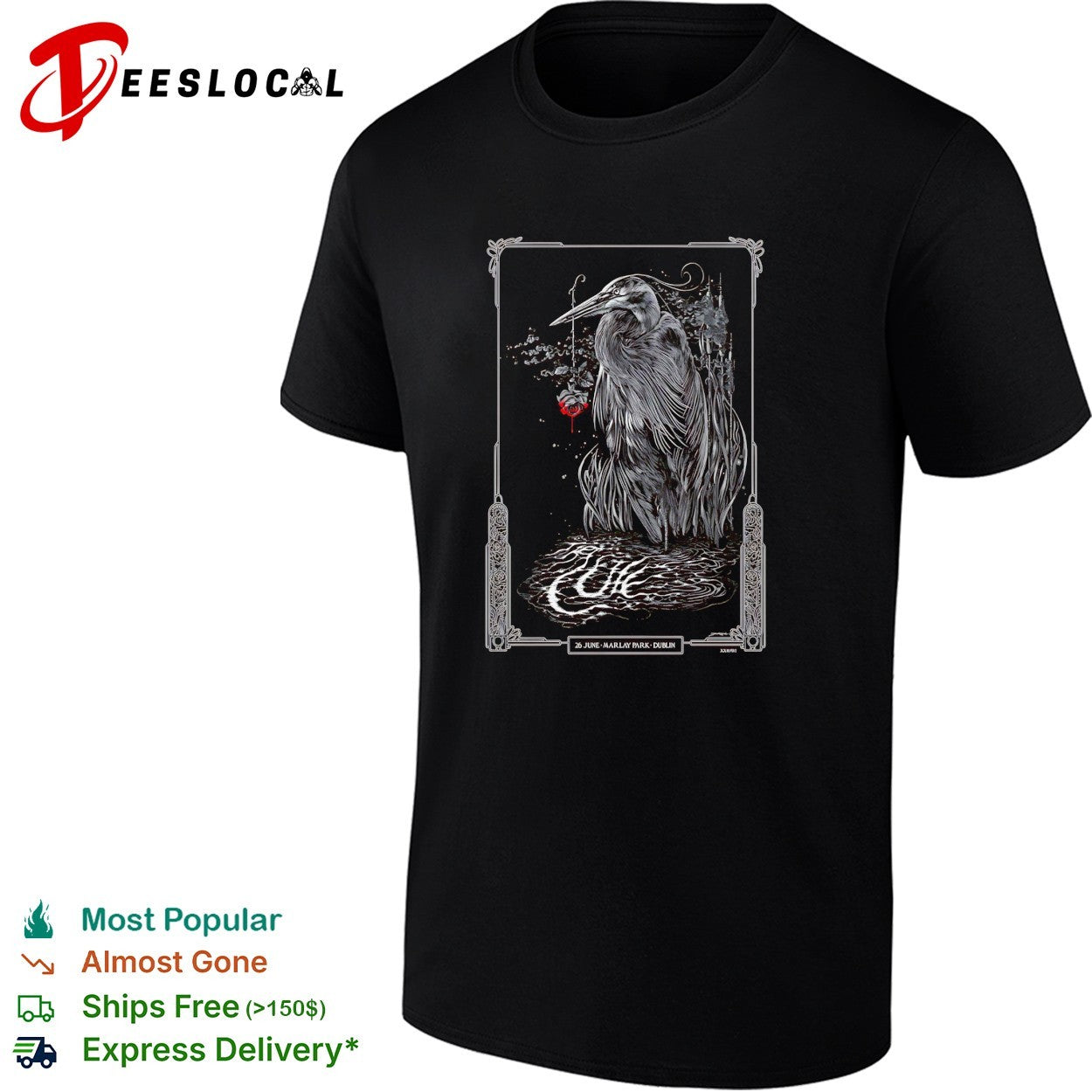 The Cure 26 June Marlay Park Dublin concert poster shirt