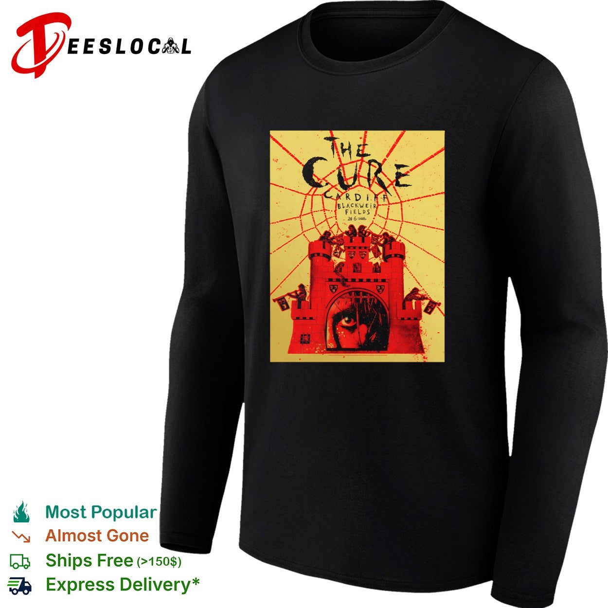 The Cure Cardiff Blackweir Fields 2026 concert poster shirt