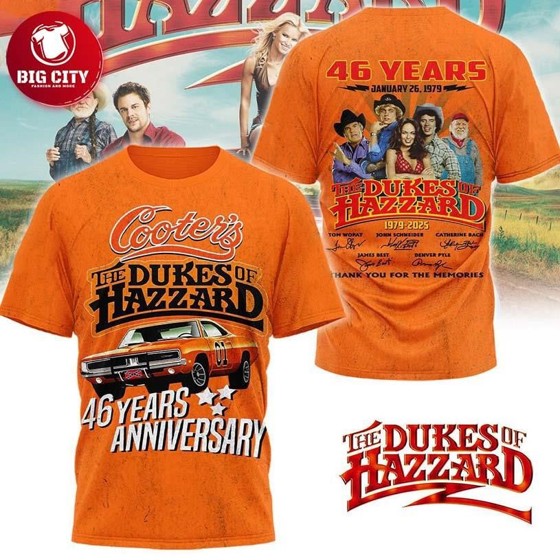 The Dukes Of Hazzard Cooter’s 46 Years Of Memories 2025 Two Sided Shirt