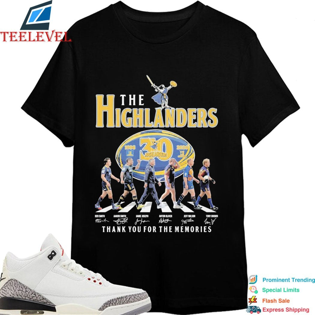 The Highlanders FC Rugby 1996 2026 30th Thank You For The Memories Road Abbey Signatures T-shirts