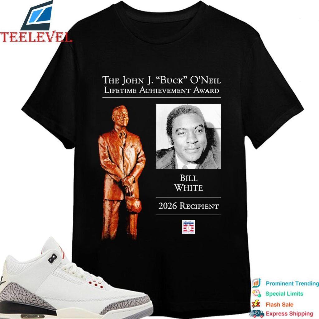 The John J. Buck O’neil Lifetime Achievement Award Bill White 2026 Recipient National Baseball Hall Of Fame T-Shirts