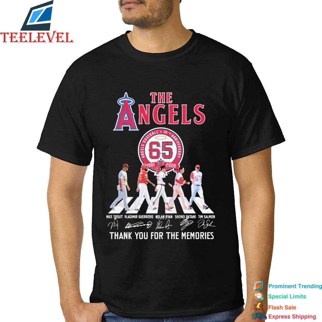 The Los Angeles Angels 1961 2026 65th Anniversary Thank You For The Memories Road Abbey Signatures T-shirts