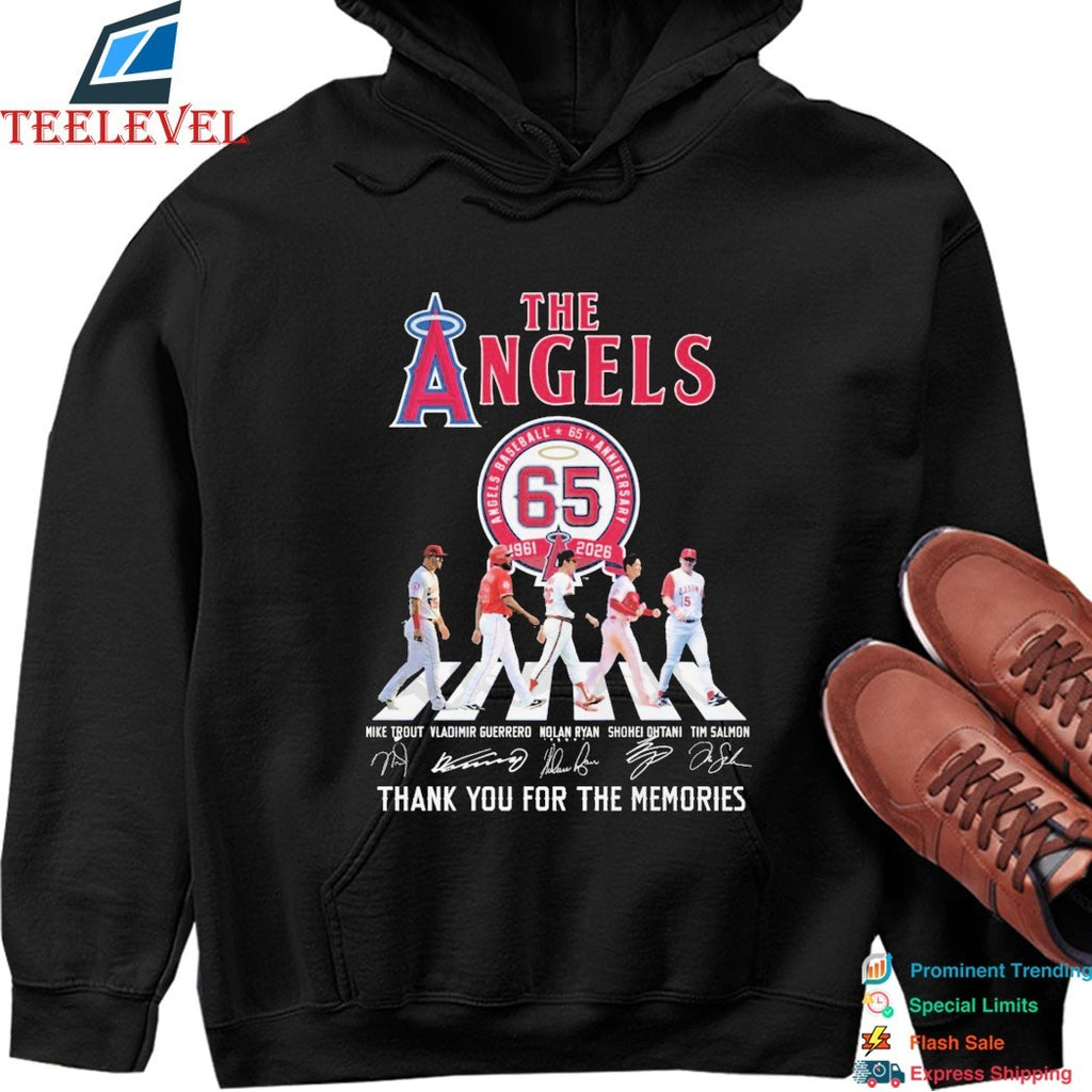 The Los Angeles Angels 1961 2026 65th Anniversary Thank You For The Memories Road Abbey Signatures T-shirts