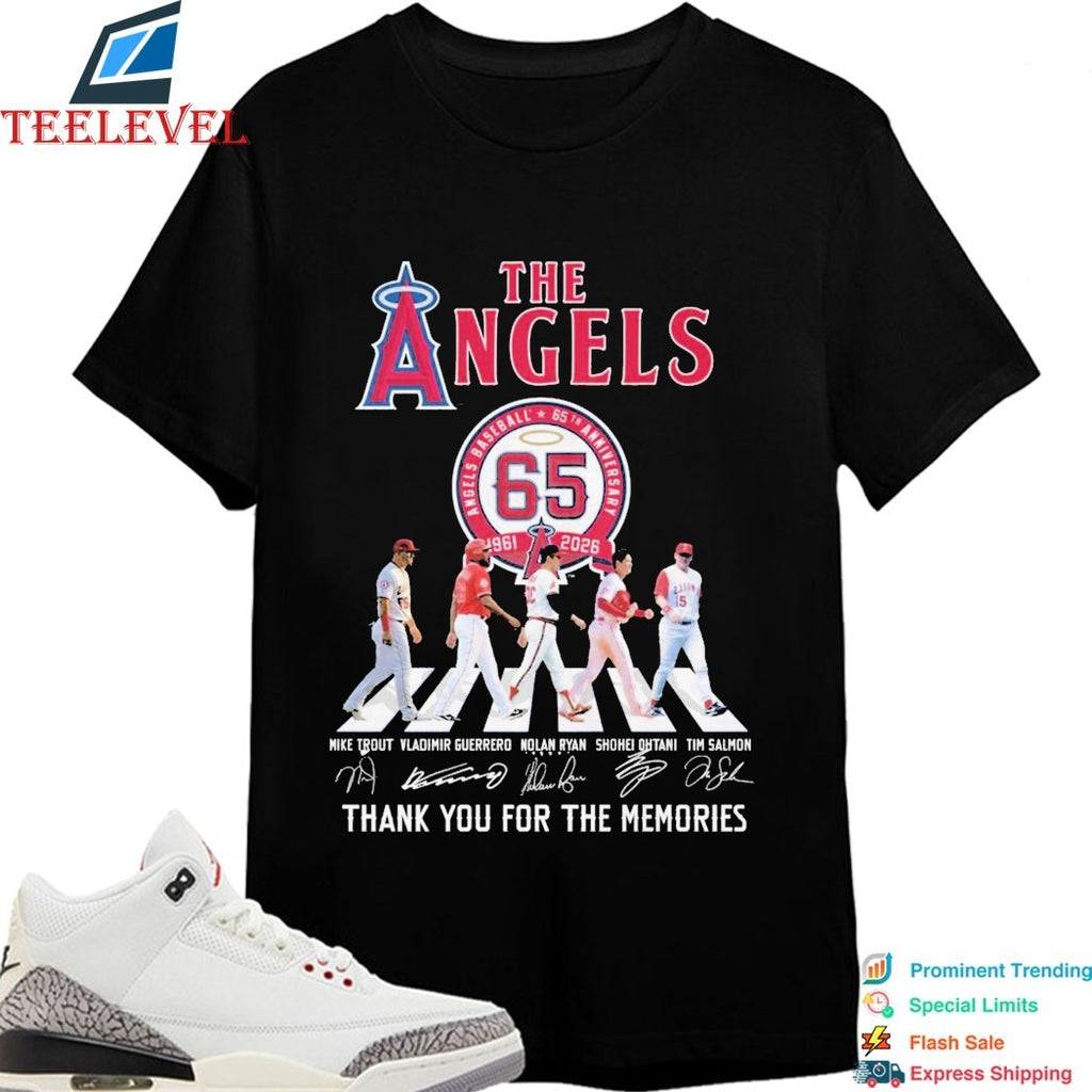The Los Angeles Angels 1961 2026 65th Anniversary Thank You For The Memories Road Abbey Signatures T-shirts