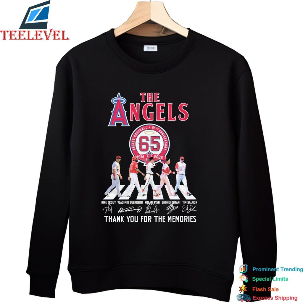 The Los Angeles Angels 1961 2026 65th Anniversary Thank You For The Memories Road Abbey Signatures T-shirts