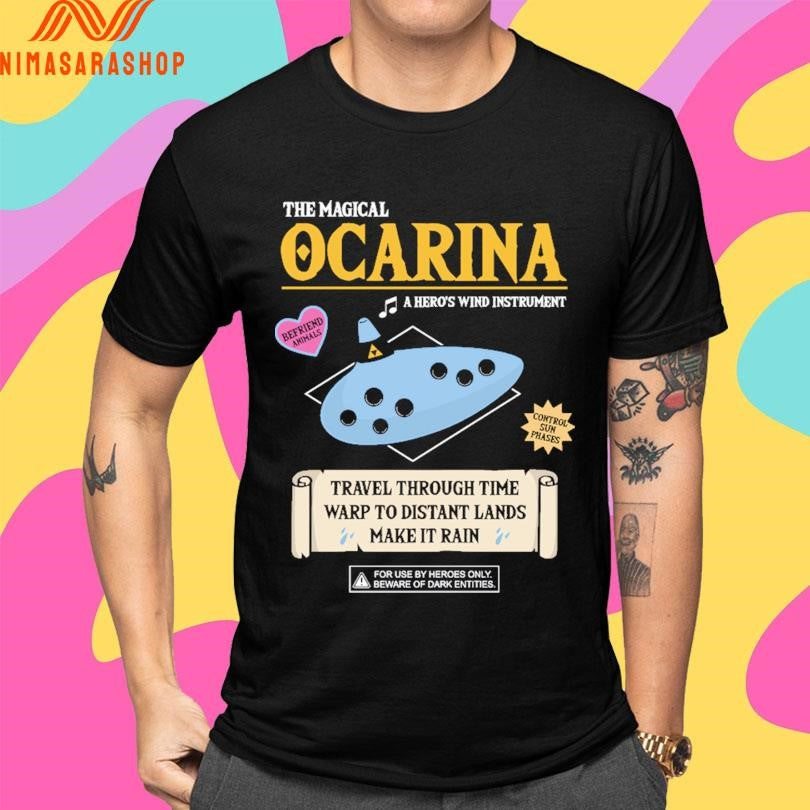 The Magical Ocarina A Hero’s Wind Instrument Travel Through Time Warp To Distant Lands Make It Rain Shirts