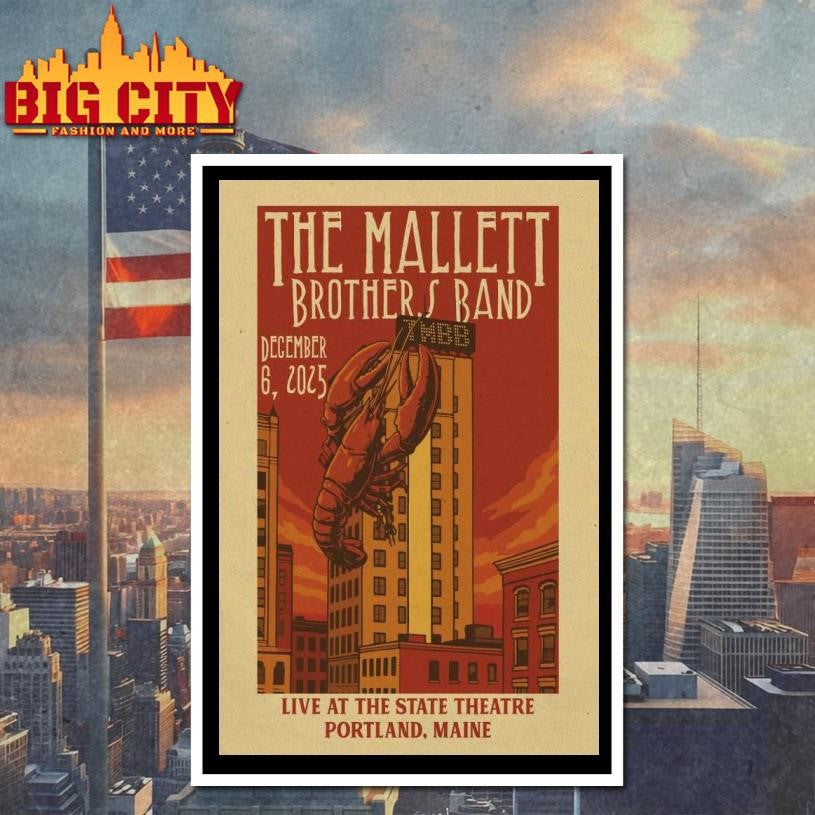 The Mallett Brothers Band The State Theatre in Portland, Maine December 6 2025 Tour Poster Shirt