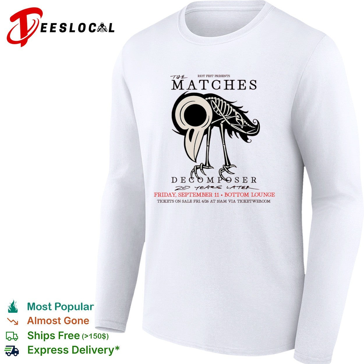 The Matches Decomposer 20 years later band tour shirt