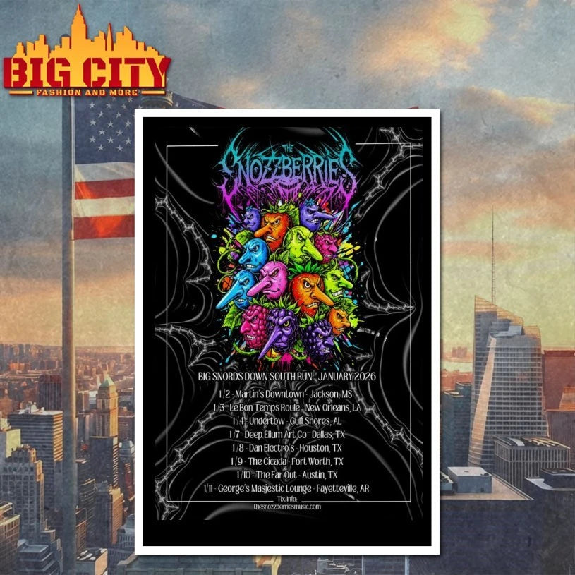 The Snozzberries Big Snords Down South Run January 2026 Tour Poster shirt