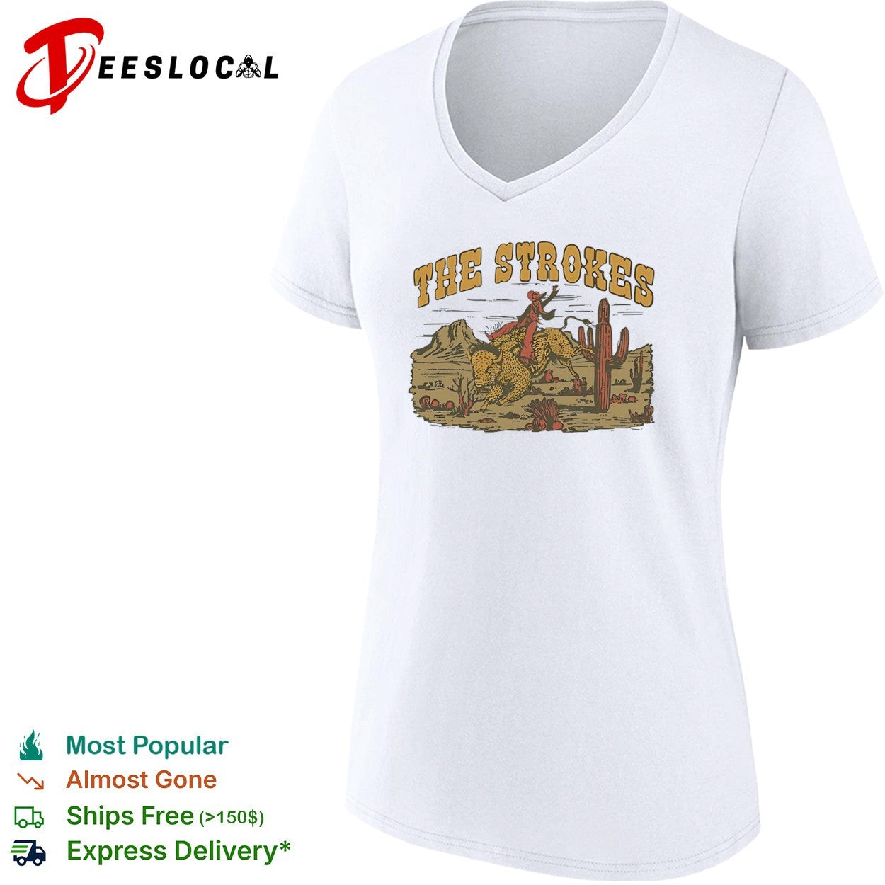 The Strokes cowboy riding buffalo desert shirt
