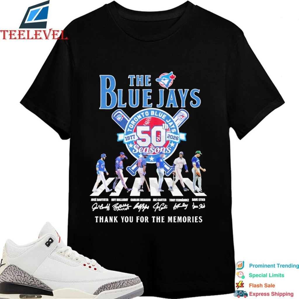The Toronto Blue Jays 50th Season 1977 2026 Thank You For The Memories Road Abbey Signatures T-shirts