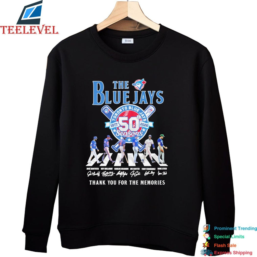 The Toronto Blue Jays 50th Season 1977 2026 Thank You For The Memories Road Abbey Signatures T-shirts