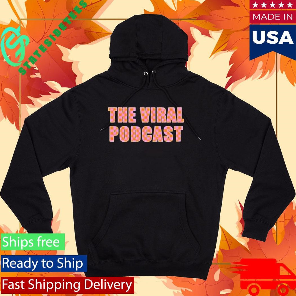 The Viral Podcast Pink Orange Checkered Lettering Shirt