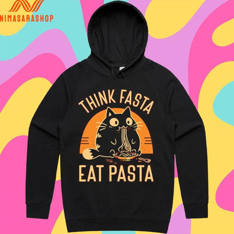 Think Fasta Eat Pasta Cat Shirts