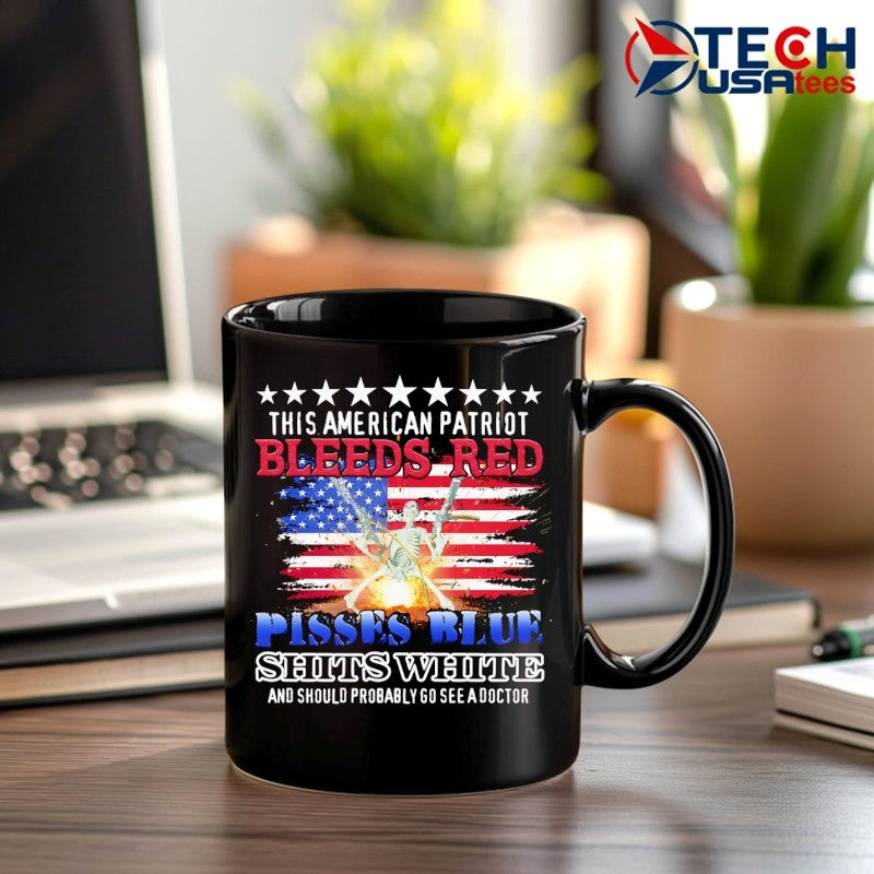 This American Patriot bleeds red pissed blue shits white shirt