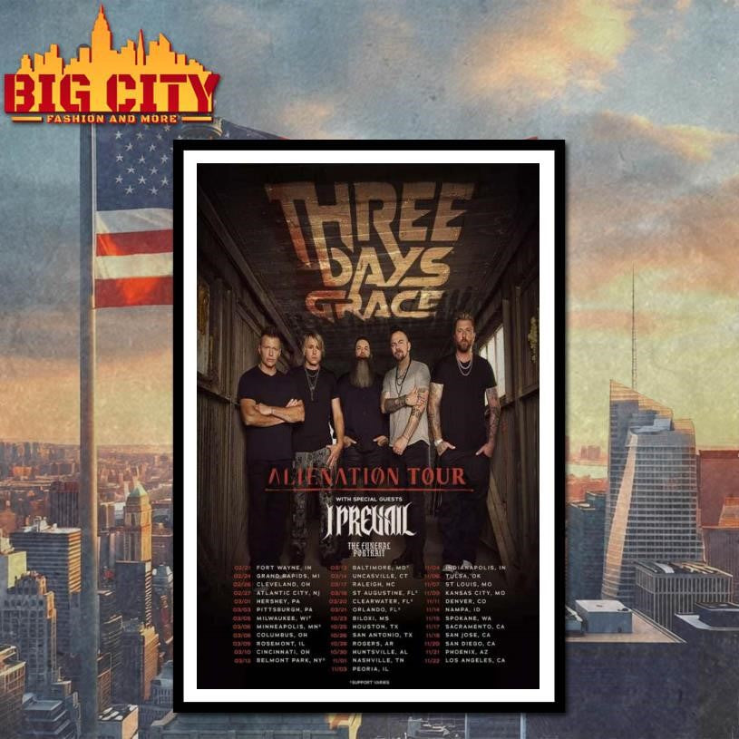 Three Days Grace Alienation Tour 2026 Poster shirt