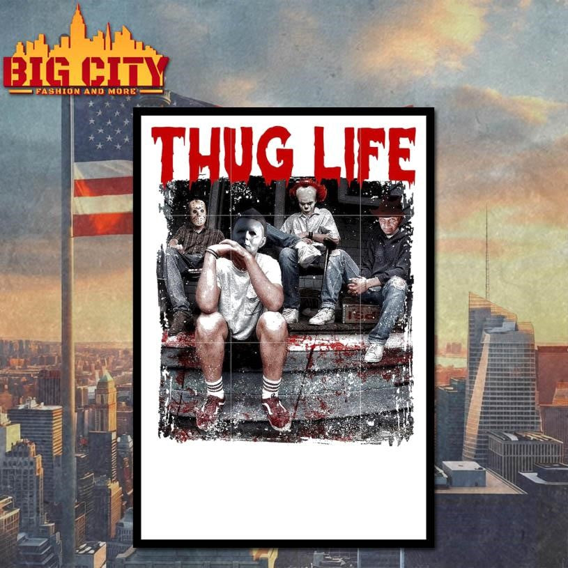 Thug life spooky characters graffiti blood shirt