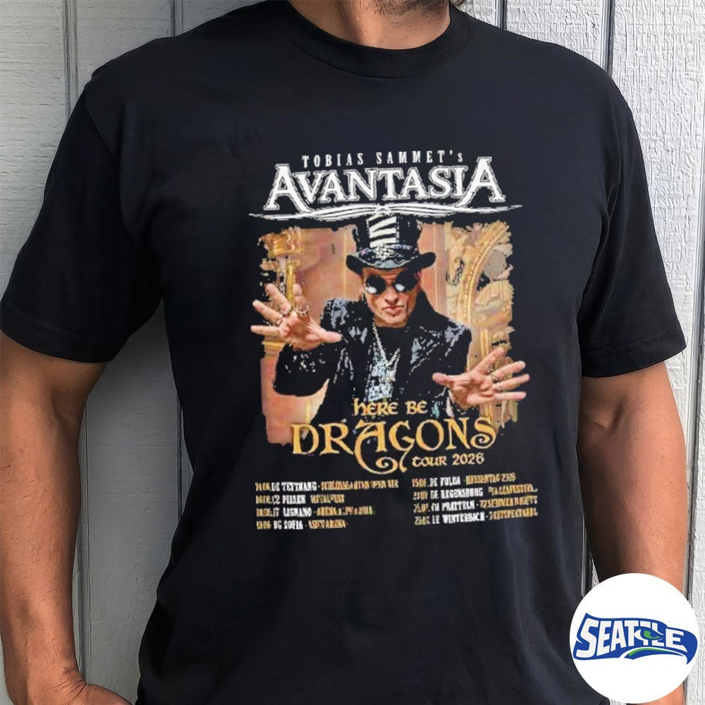 Tobias Sammets Avantasia Here Be Dragons Tour 2026 Dates Shirt