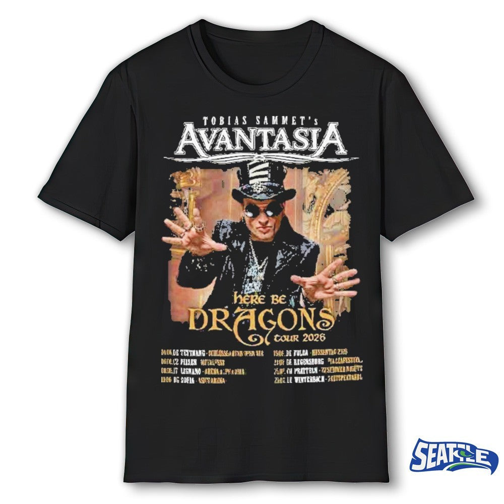 Tobias Sammets Avantasia Here Be Dragons Tour 2026 Dates Shirt