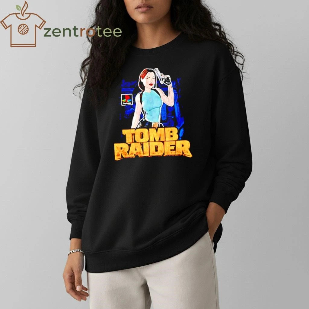 Tomb Raider Character With Gun Game tee