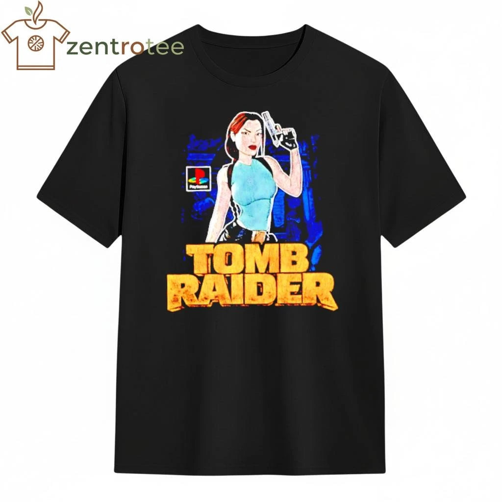 Tomb Raider Character With Gun Game tee