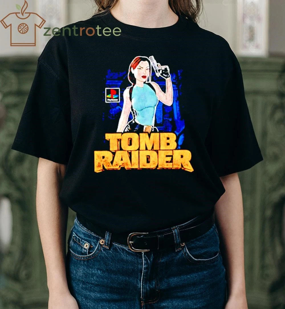 Tomb Raider Character With Gun Game tee