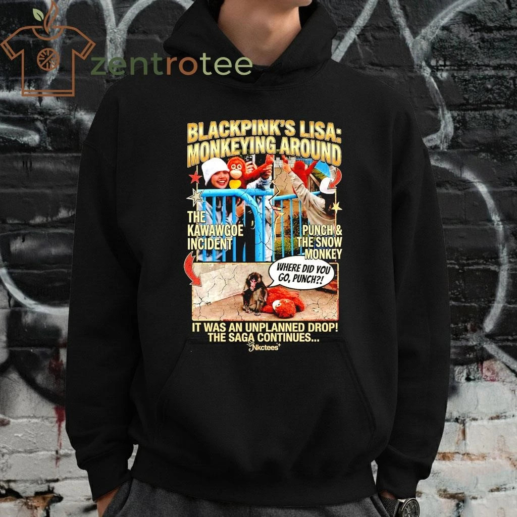 Top Lisa Blackpink Punch Monkey Around T-Shirt – Vintage 90s Bootleg Streetwear – Nkctees Exclusive