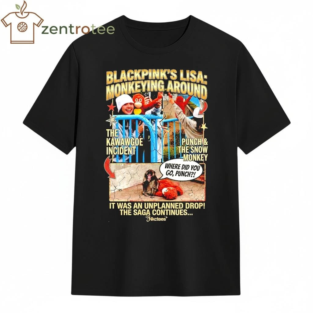 Top Lisa Blackpink Punch Monkey Around T-Shirt – Vintage 90s Bootleg Streetwear – Nkctees Exclusive