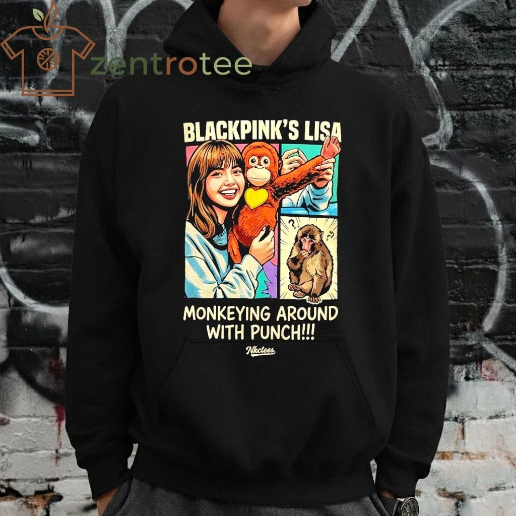 Top Nkctees BLACKPINK LISA Monkeying Around With Punch monkey Graphic T-Shirt – Streetwear Edition