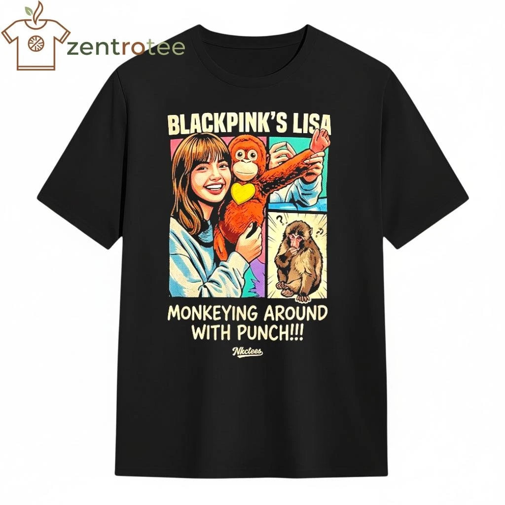 Top Nkctees BLACKPINK LISA Monkeying Around With Punch monkey Graphic T-Shirt – Streetwear Edition